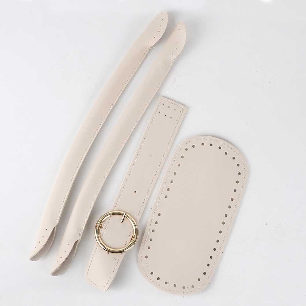 Yuvarlak Tokalı Dil 25cm+ Taban 10x20cm + Sap 35cm Set Krem