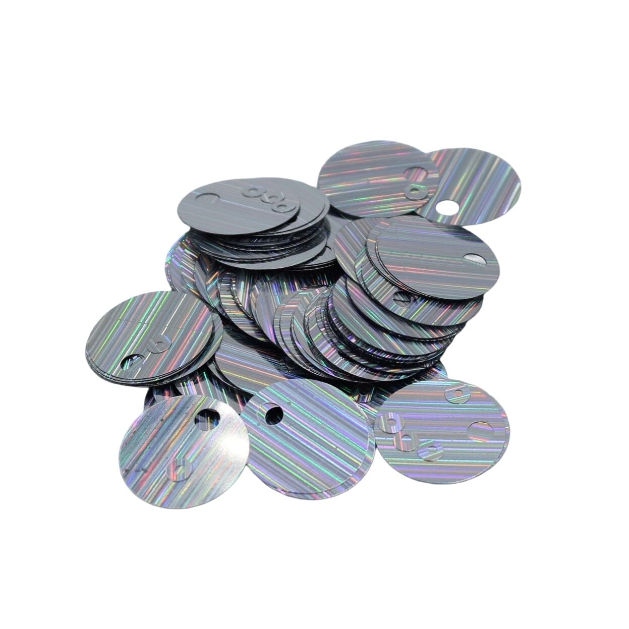 Knit Me Yuvarlak İri Delikli  Pul 20mm 50gr Gümüş Hologramlı