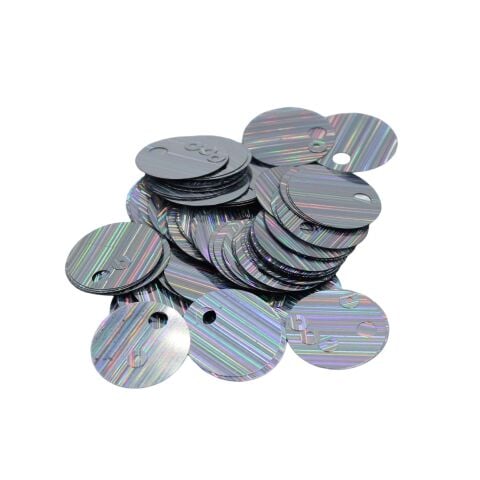 Knit Me Yuvarlak İri Delikli  Pul 20mm 50gr Gümüş Hologramlı