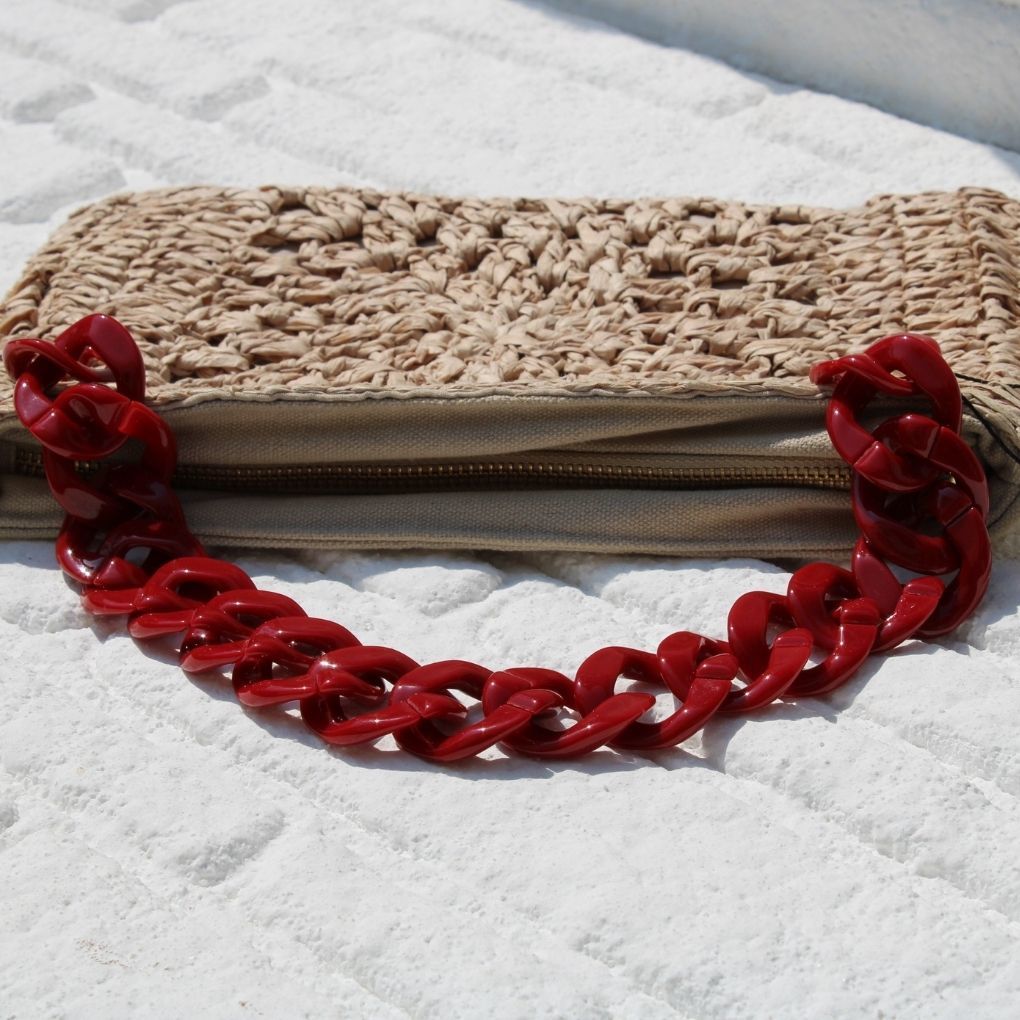 Akrilik Çanta Zinciri 42cm Bordo