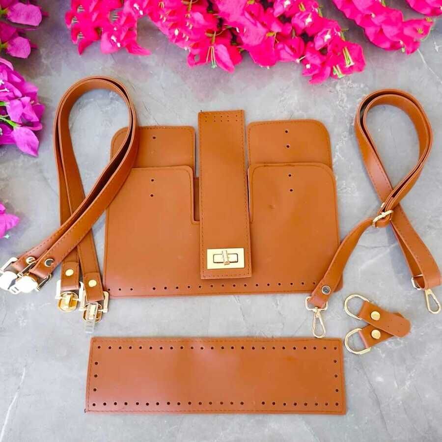 S.Deri Asma Köprü Model Çanta Seti 6lı Taba