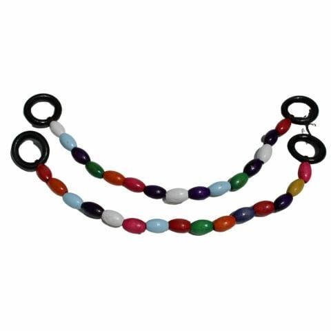 Ahşap Y.Boncuklu Çanta Sapı 40cm Çokrenkli