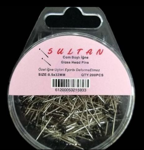 Sultan Cam Başlı İğne 50li Siyah