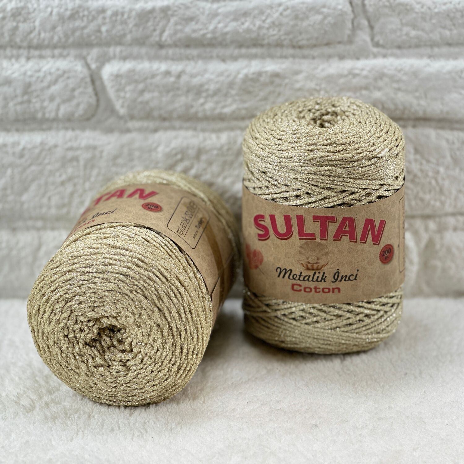 Sultan Metalik İnci Cotton 3mm 200gr 230mt Bej Altın 111