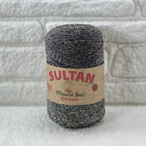 Sultan Metalik İnci Cotton 3mm 200gr 230mt Siyah Gökkuşağı 104