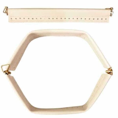 Yaylı Derili Gizli Çanta Burs 28cm-30cm Krem-Gold