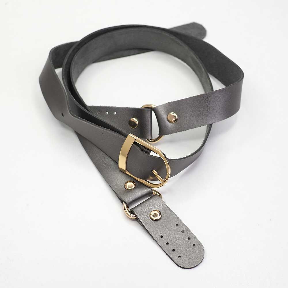 Suni Deri 2,5cm Tokalı Böceli Dikme Askı Gümüş Gri