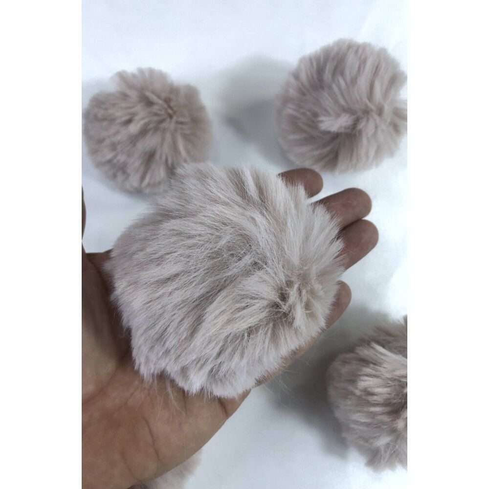Tavşan Tüyü Ponpon Bej