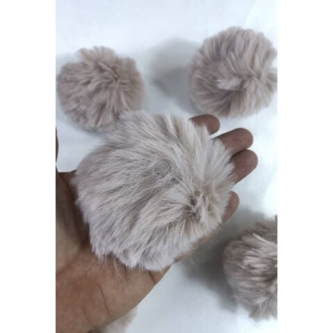 Tavşan Tüyü Ponpon Bej