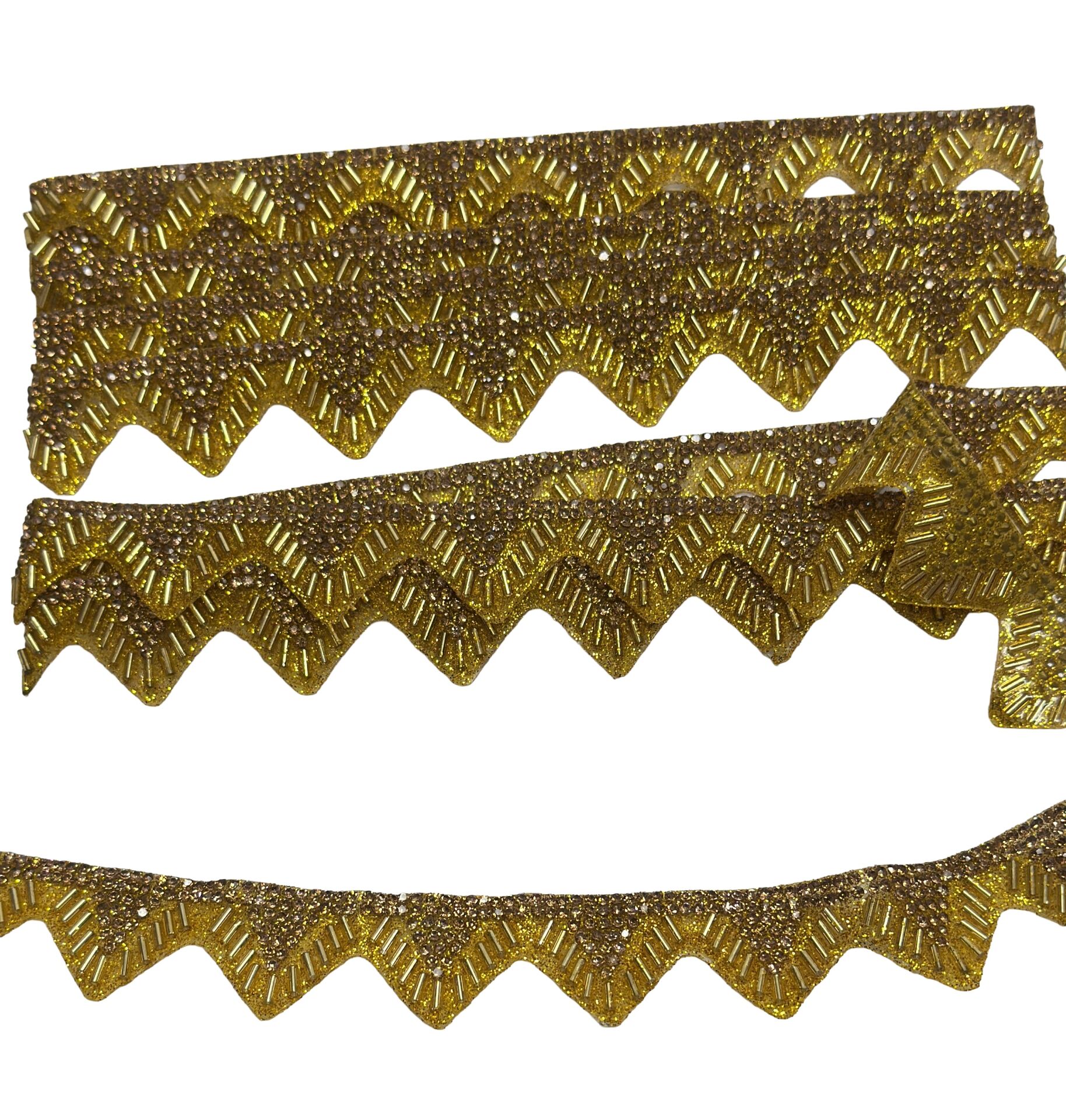 Salkım Taşlı Yapışkan Şerit 3cm 1mt Gold