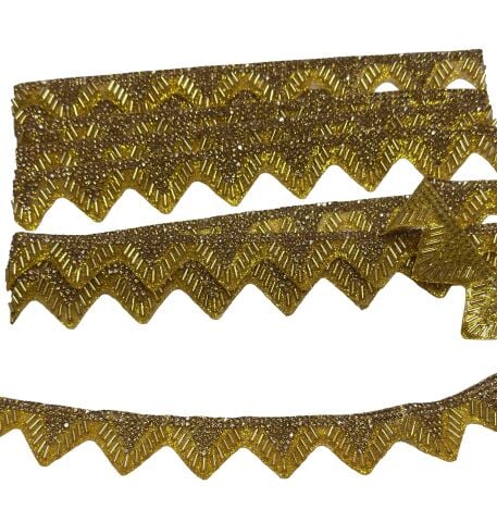 Salkım Taşlı Yapışkan Şerit 3cm 1mt Gold