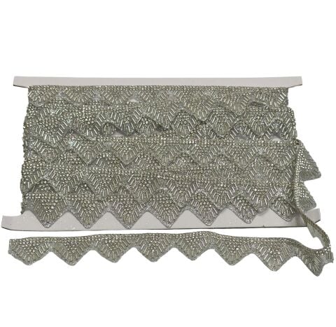 Salkım Taşlı Yapışkan Şerit 3cm 1mt Gümüş