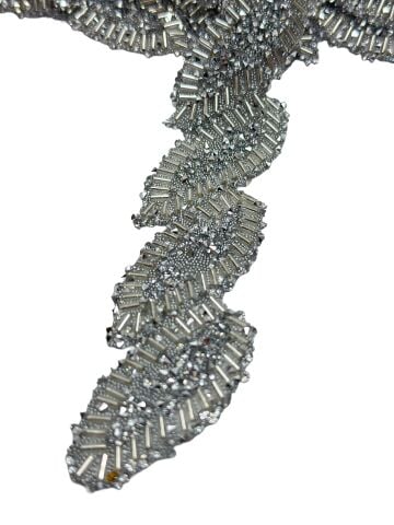 Yaprak Taşlı Yapışkan Şerit 3cm 1mt  Gümüş