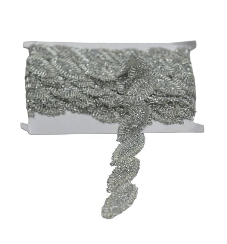 Yaprak Taşlı Yapışkan Şerit 3cm 1mt  Gümüş