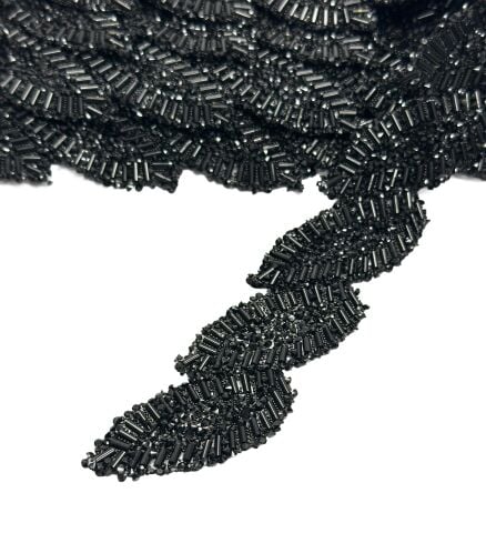 Yaprak Taşlı Yapışkan Şerit 3cm 1mt  Siyah