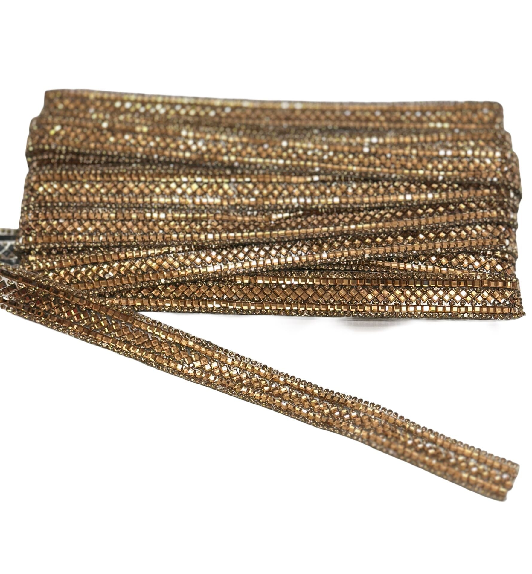 Kare Taşlı Yapışkan Şerit 2cm 1mt Bronz