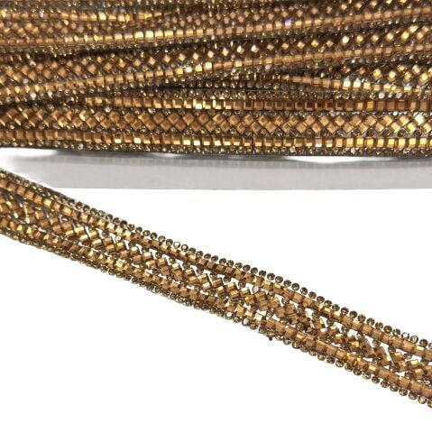 Kare Taşlı Yapışkan Şerit 2cm 1mt Bronz