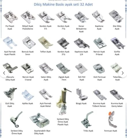 Dikiş Makinası Ayak Seti 32 Parça