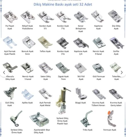 Dikiş Makinası Ayak Seti 32 Parça