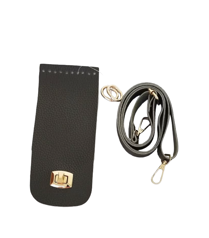 Özel Derili Gold Kilitli Telefon Seti Kapak 20x8,5cm Askı 100cm + 2 Yaylı Halka Nefti