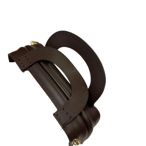 Suni Derili Tutmaçlı Gizli Burs 25cm Gold Askılıklı Kahve