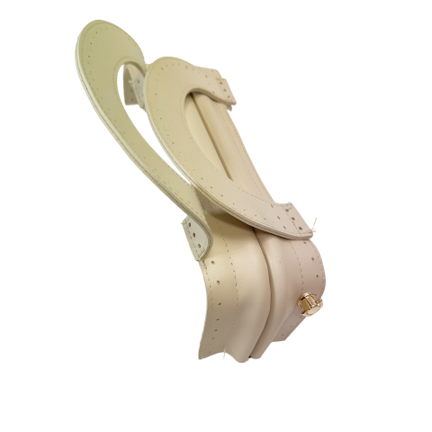 Suni Derili Tutmaçlı Gizli Burs 25cm Gold Askılıklı Krem