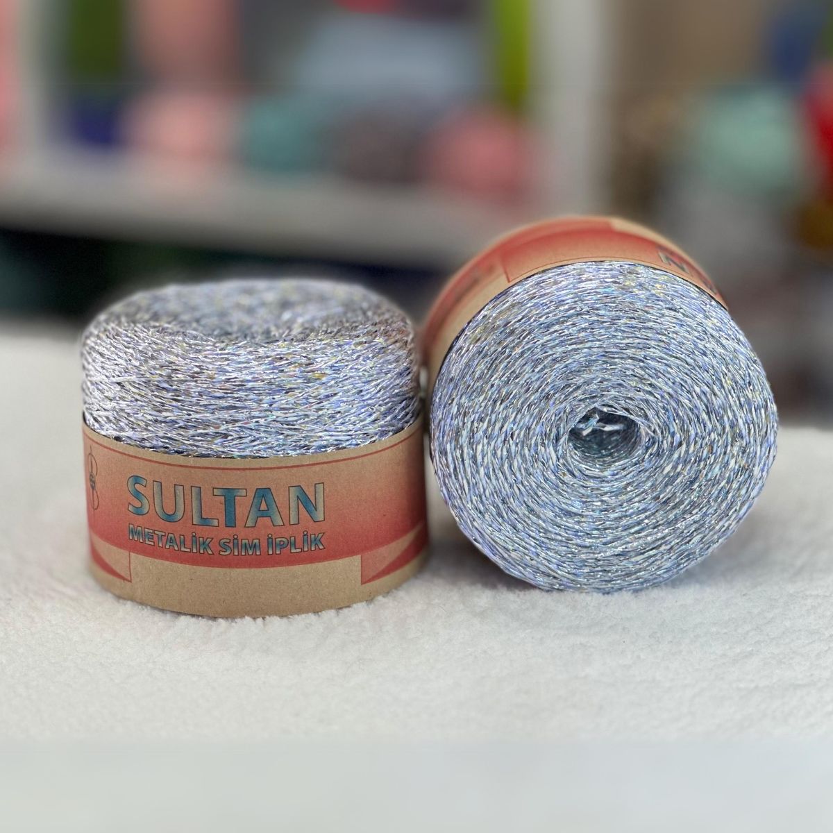 Sultan Metalik Sim İp 250gr Mavi Pırıltılı Şeffaf 513