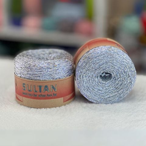 Sultan Metalik Sim İp 250gr Mavi Pırıltılı Şeffaf 513