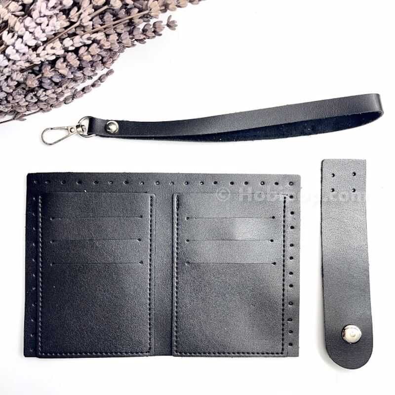 Suni Deri Cüzdanlık Set (Kartlık, Elcik, Kapama) Siyah