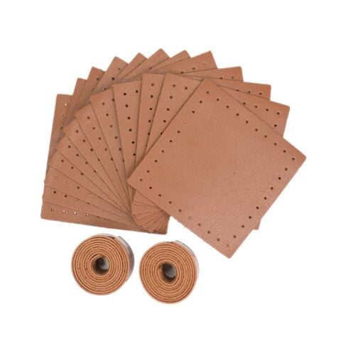 12 Parçalı Deri Set 8x8cm 70cm Çift Sap Taba