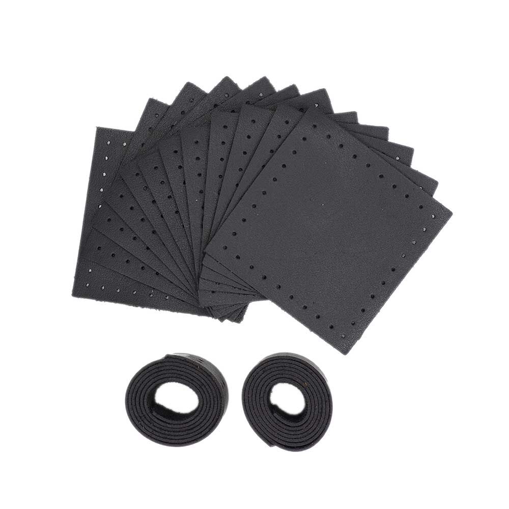 12 Parçalı Deri Set 8x8cm 70cm Çift Sap Siyah