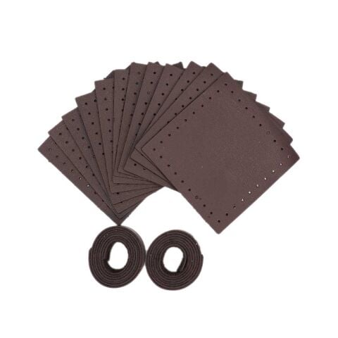 12 Parçalı Deri Set 8x8cm 70cm Çift Sap Kahve