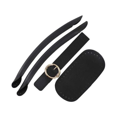 Yuvarlak Tokalı Dil 25cm+ Taban 10x20cm + Sap 35cm Set Siyah