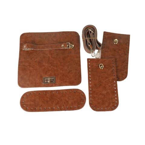 Suni Deri Kabartmalı Kapak Yan Taban Sap Set Taba