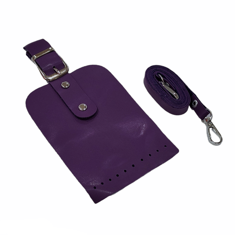 Telefon Çanta Seti Kapaklı 10x14cm Mor-Gümüş 120cm Askı
