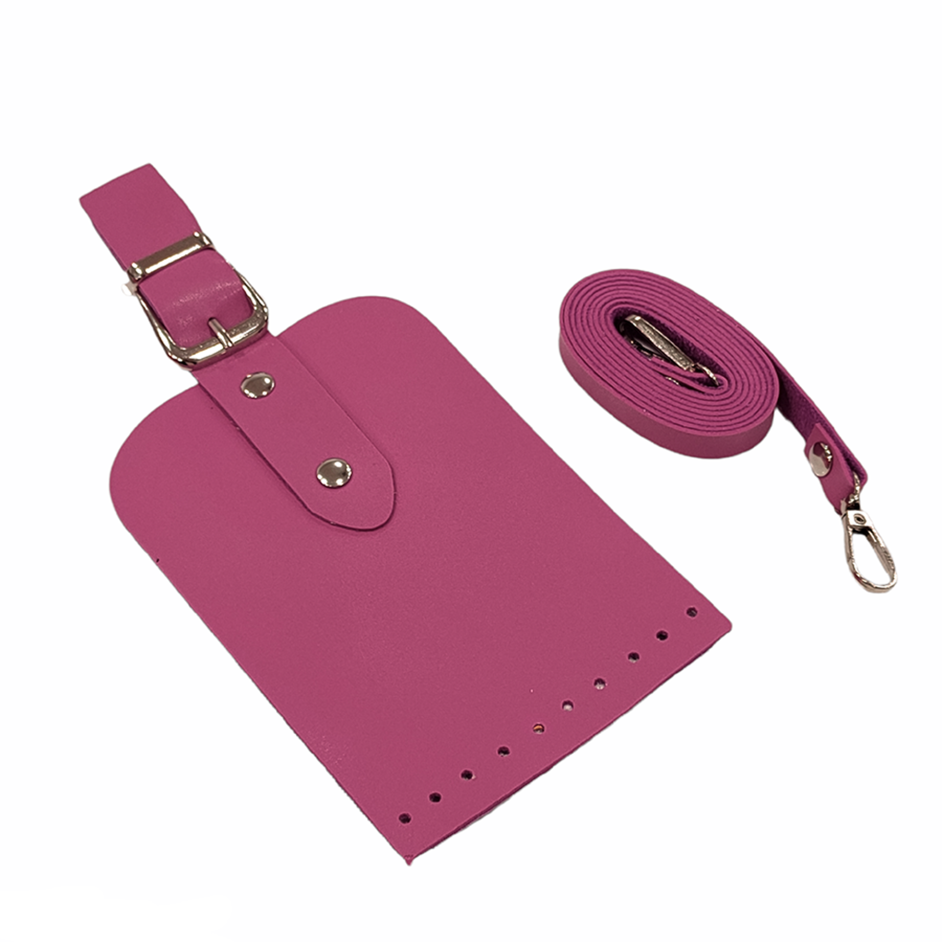 Telefon Çanta Seti Kapaklı 10x14cm Fuşya-Gümüş 120cm Askı