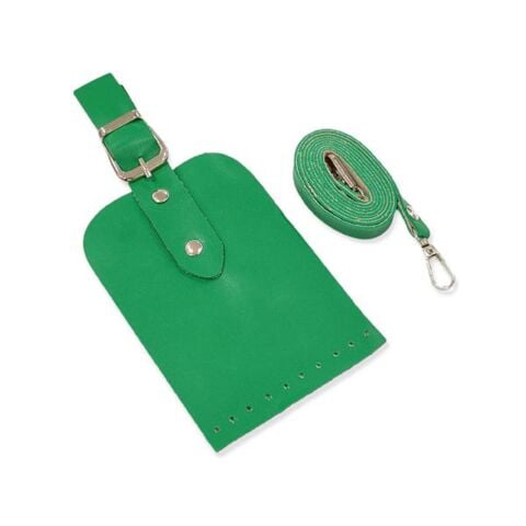 Telefon Çanta Seti Kapaklı 10x14cm Benetton Yeşili-Gümüş 120cm Askı