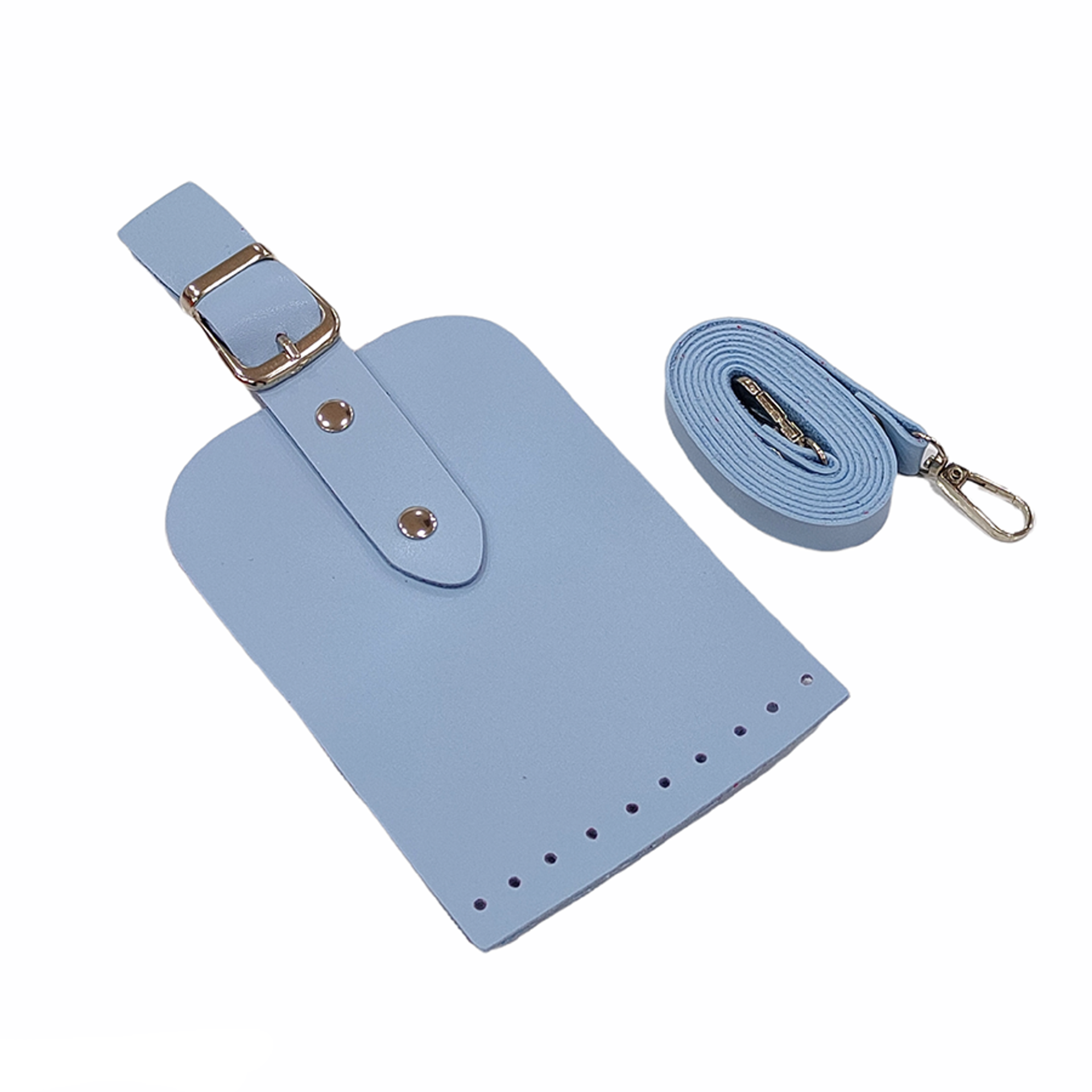 Telefon Çanta Seti Kapaklı 10x14cm Mavi-Gümüş 120cm Askı