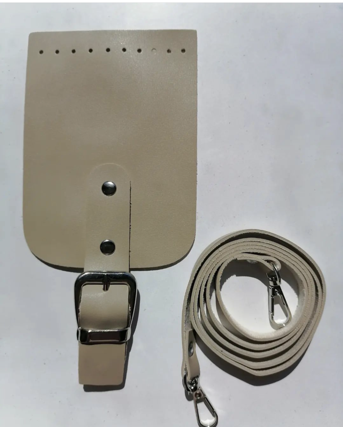 Telefon Çanta Seti Kapaklı 10x14cm Vizon-Gümüş 120cm Askı