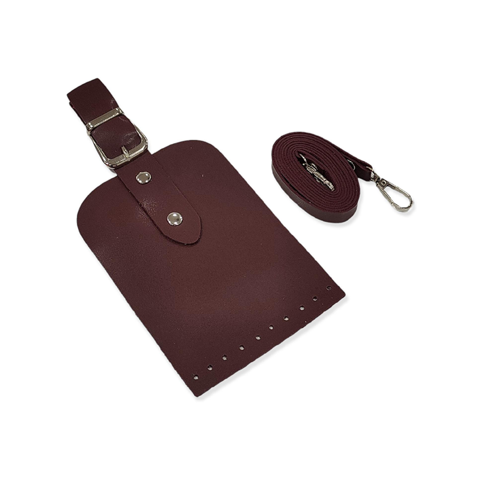 Telefon Çanta Seti Kapaklı 10x14cm Bordo-Gümüş 120cm Askı
