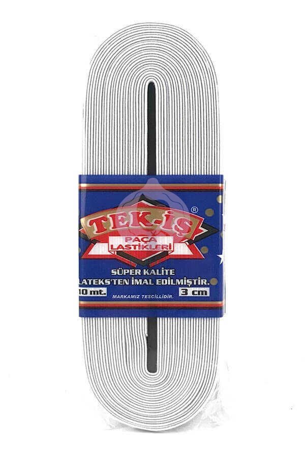 Tek-İş Paça Lastik 3cm 10mt. Beyaz