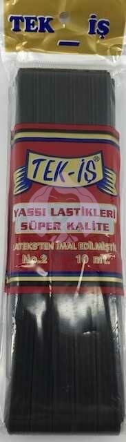 Tek-İş Yassı No.2 Siyah Lastik 10mt