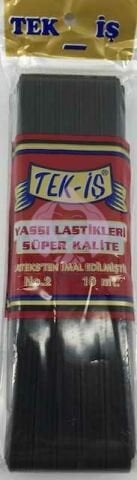 Tek-İş Yassı No.2 Siyah Lastik 10mt