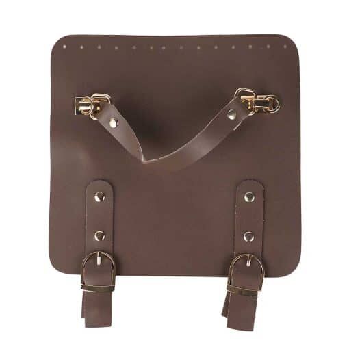 Suni Deri Tutacaklı Çift Çıtçıtlı Çanta Kapağı 21x22cm Vizon