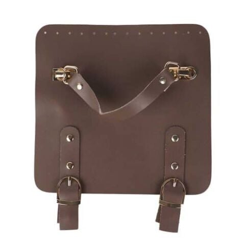 Suni Deri Tutacaklı Çift Çıtçıtlı Çanta Kapağı 21x22cm Vizon