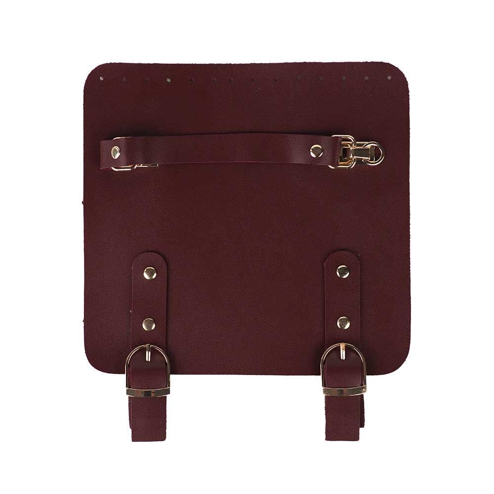 Suni Deri Tutacaklı Çift Çıtçıtlı Çanta Kapağı 21x22cm Bordo
