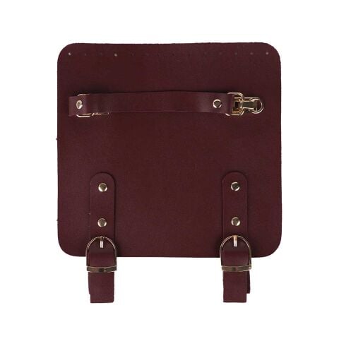 Suni Deri Tutacaklı Çift Çıtçıtlı Çanta Kapağı 21x22cm Bordo