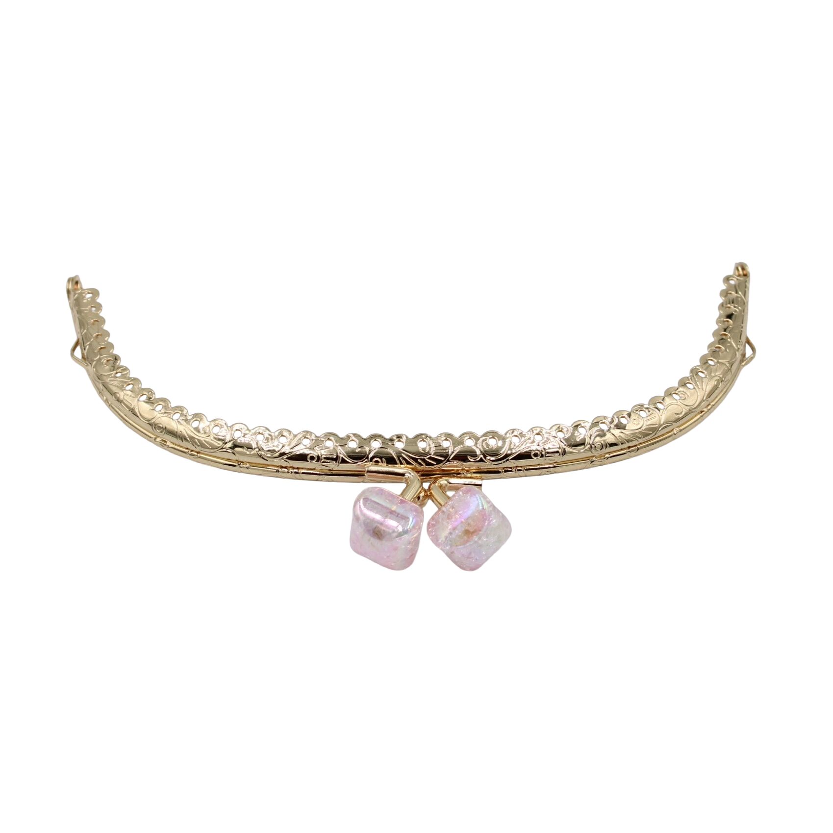 Oval Çanta Ağzı Klipsli Taşlı 15,5cm Gold- BebePembe