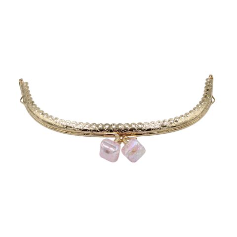 Oval Çanta Ağzı Klipsli Taşlı 15,5cm Gold- BebePembe